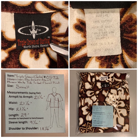 🌴 Hawaiian Barkcloth Shirt Tapa Tiki Floral 🌴 - Picture 12 of 12